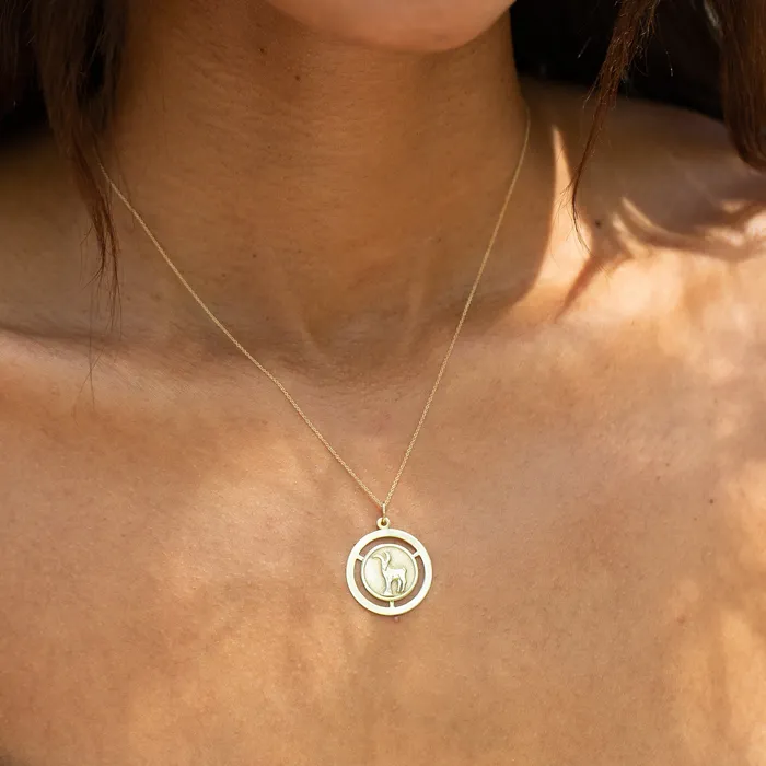 Capricorn 9K Gold Zodiac Charm Vintage Charm Necklaces