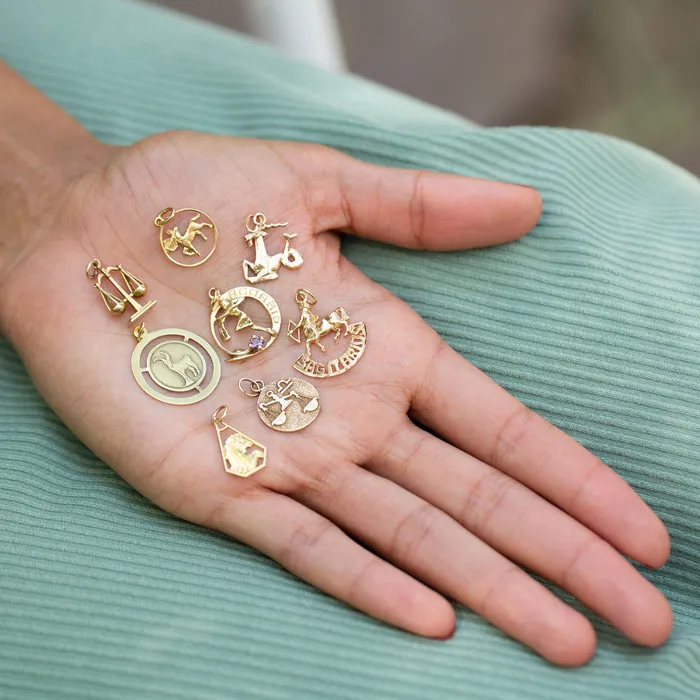 Capricorn 9K Gold Zodiac Charm Vintage Charm Necklaces