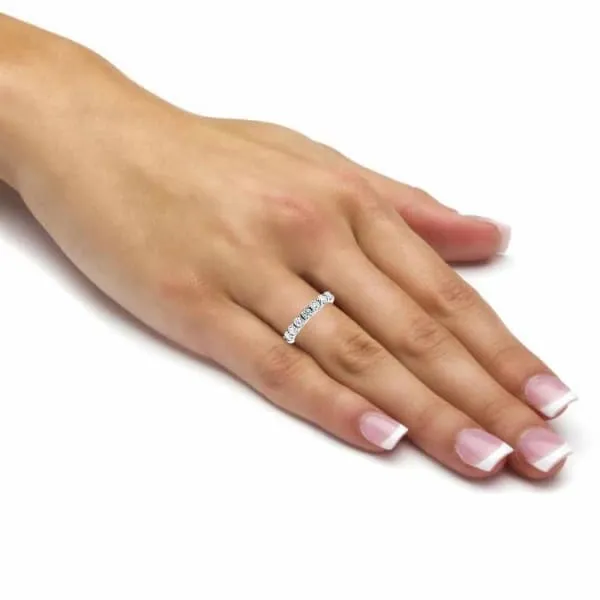 14kt White Gold Diamond Wedding Band 125ct Diamonds UShaped BA5830 Diamond Source NYC Rings