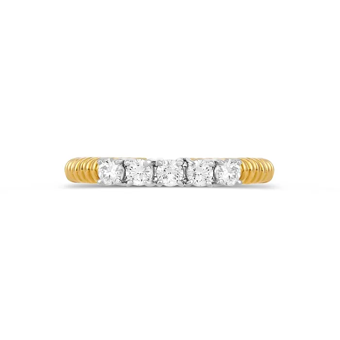 18K Yellow and White Gold Open Coil Diamond Band Wedding Bands Rings