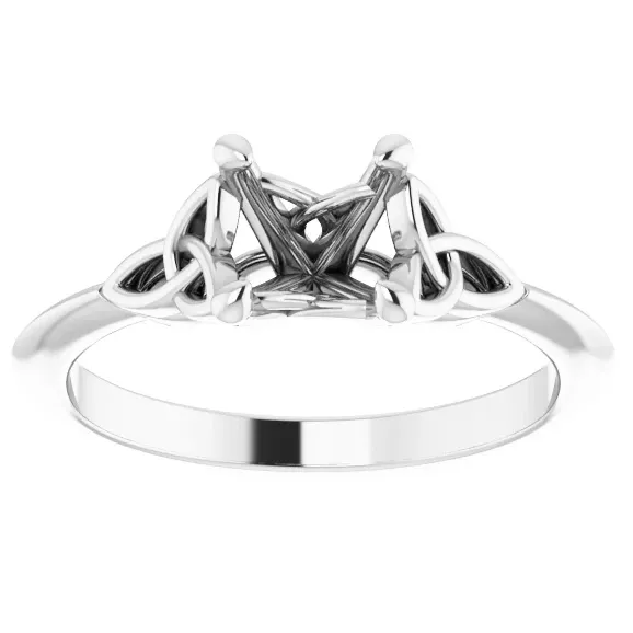 Engagement Collections Rings 14K White Gold Solitaire Ring with Celtic Design