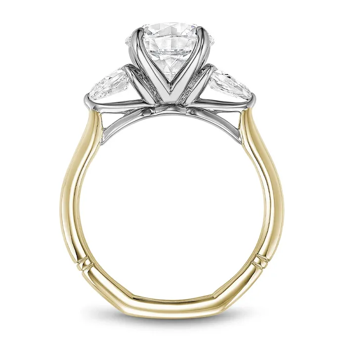 Noam Carver Rings 14K Yellow Gold Diamond Semimount Ring White Gold Round Head Threestone Noam Carver Rings 14K Yellow Gold Diamond Semimount Ring White Gold Round Head Threestone