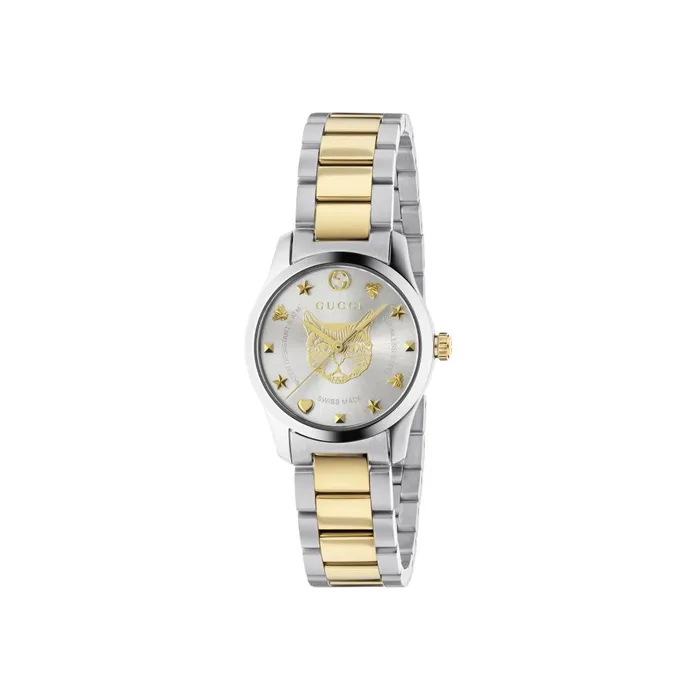 Rings Gucci GTimeless TwoTone Stainless Steel Watch Silver Dial 27mm Quartz Gucci