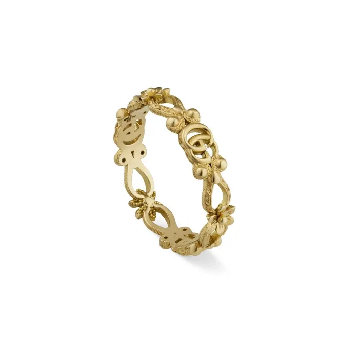 Rings Gucci Gucci 18K Yellow Gold Flora Ring with Diamonds