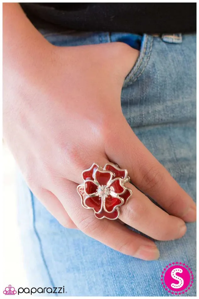 Rings Paparazzi Ring Stop and Smell The Roses Red Paparazzi Jewelry