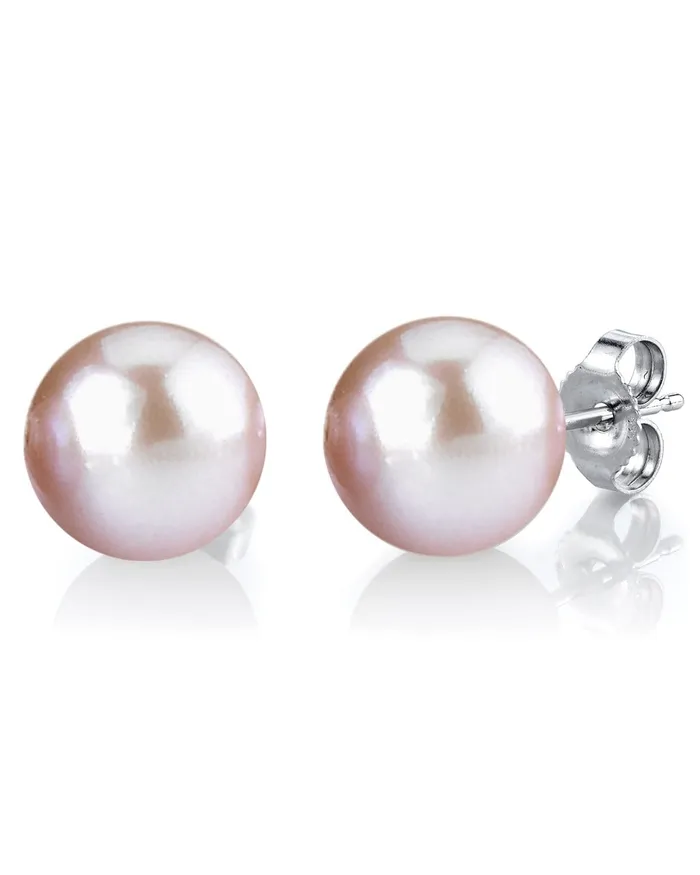 13mm Pink Freshwater Round Pearl Stud Earrings SPT Earrings