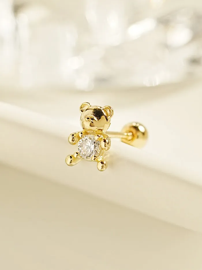 14K Gold Cutie Bear Cartilage Earring 20G MinimalBijoux Earrings