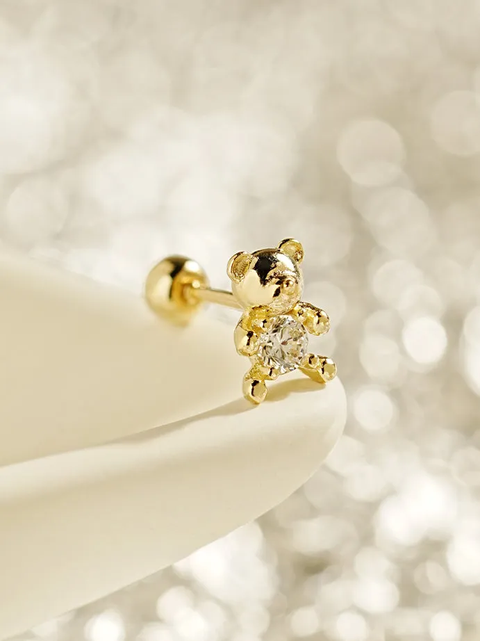 14K Gold Cutie Bear Cartilage Earring 20G MinimalBijoux Earrings