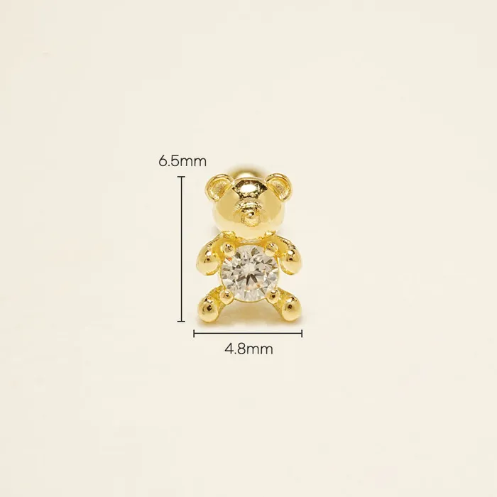 14K Gold Cutie Bear Cartilage Earring 20G MinimalBijoux Earrings