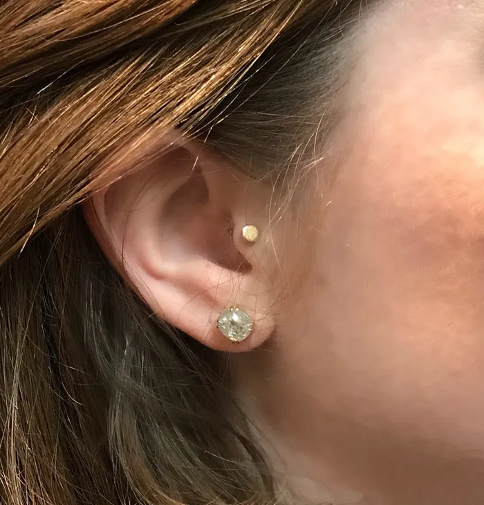 Earrings Anueva Jewelry Cushion Rosecut Diamond Earrings in 18k Yellow Gold Double Prong Settings 268ctw