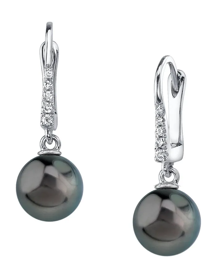 Earrings Black Tahitian Pearl Diamond Equinox Dangle Earrings SPT