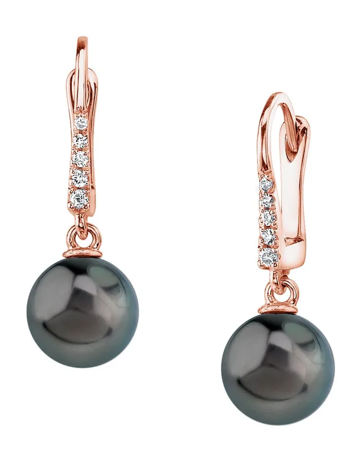 Earrings Black Tahitian Pearl Diamond Equinox Dangle Earrings SPT