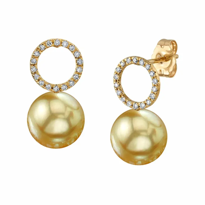 Earrings Golden South Sea Pearl Diamond Maya Earrings SPT