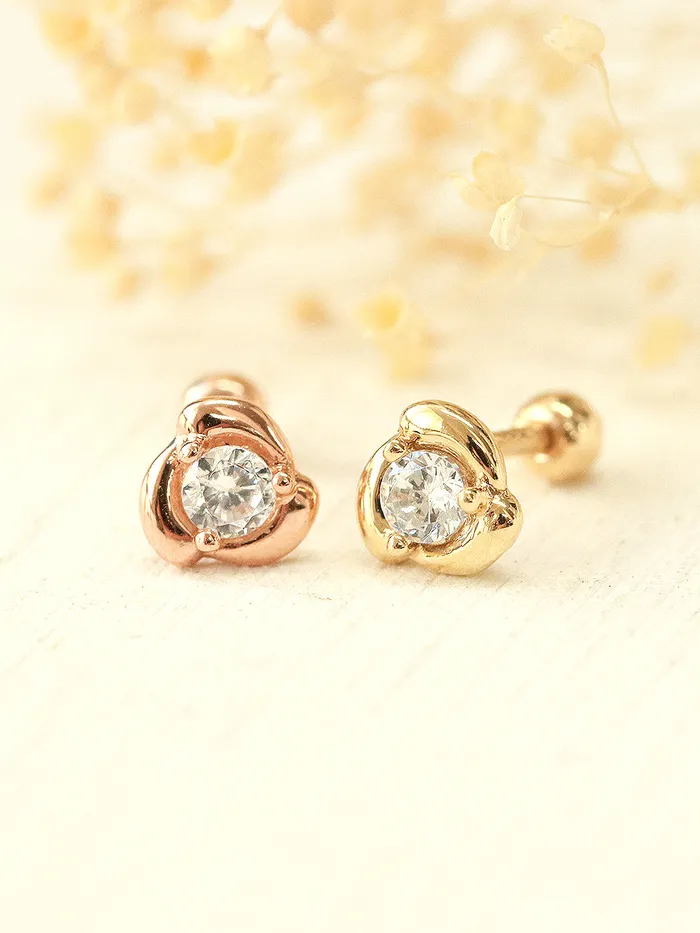 Earrings MinimalBijoux 14K Gold Cubic Rose Cartilage Earring 20G18G16G