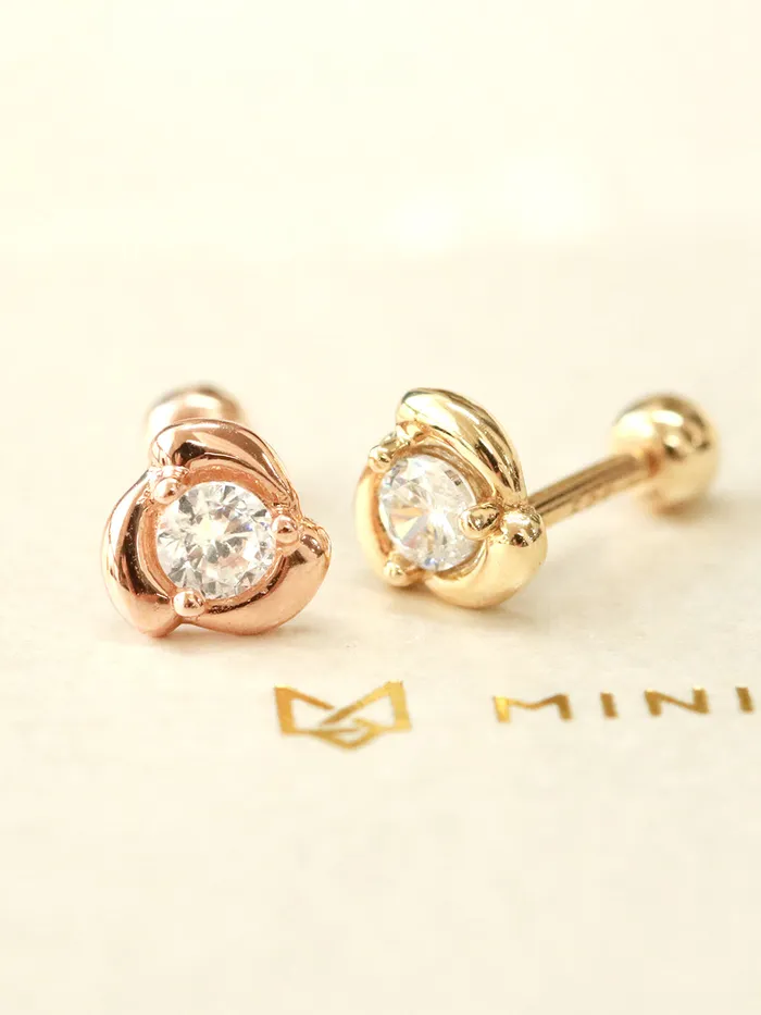 Earrings MinimalBijoux 14K Gold Cubic Rose Cartilage Earring 20G18G16G
