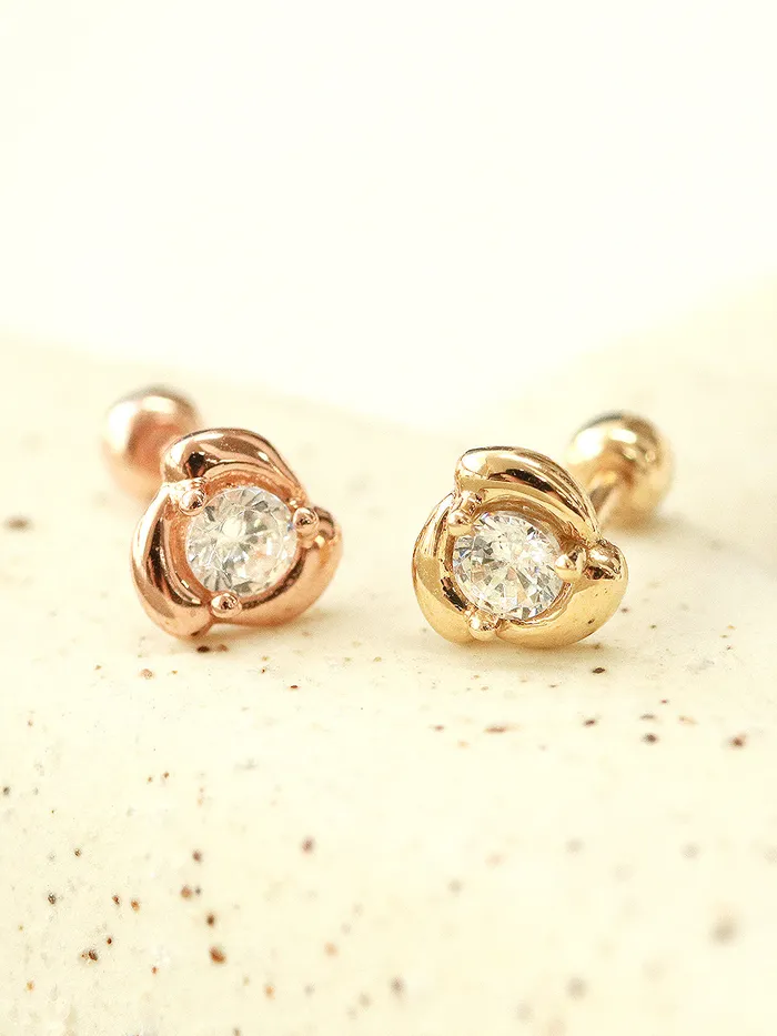 Earrings MinimalBijoux 14K Gold Cubic Rose Cartilage Earring 20G18G16G