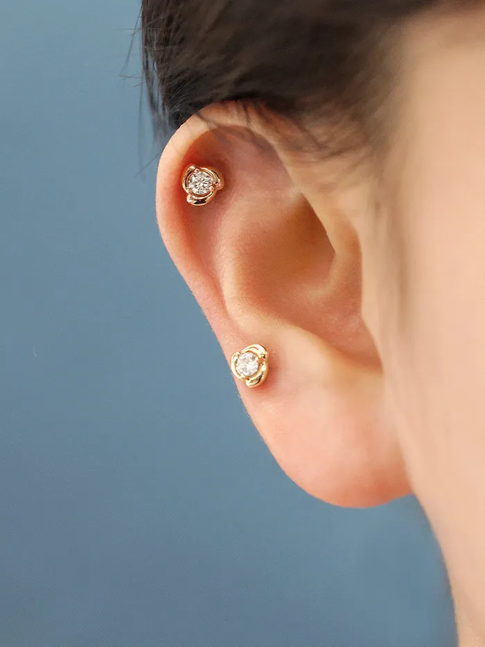 Earrings MinimalBijoux 14K Gold Cubic Rose Cartilage Earring 20G18G16G