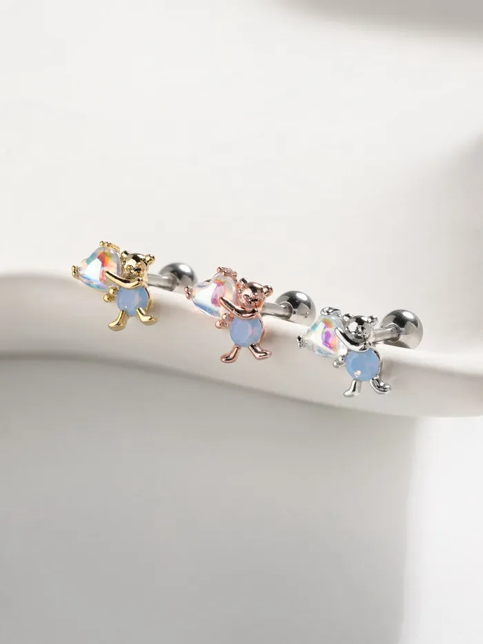 Heart Bear Cartilage Ear Piercing 18G16G MinimalBijoux Earrings