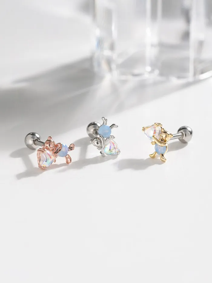 Heart Bear Cartilage Ear Piercing 18G16G MinimalBijoux Earrings
