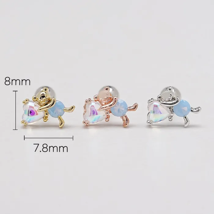 Heart Bear Cartilage Ear Piercing 18G16G MinimalBijoux Earrings