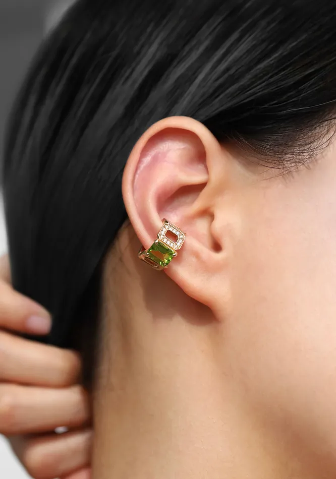 Incomplete Ear CuffYG Peridot White Dia 010ct RIEFE Earrings