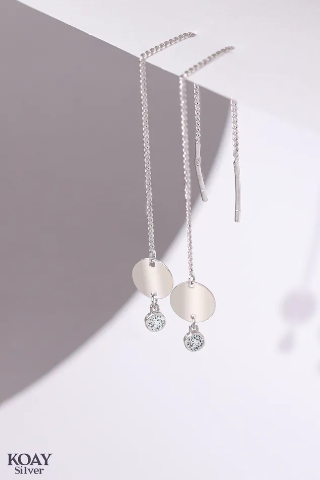 KOAY Silver Store Earrings Barq Zircon Chain Earring
