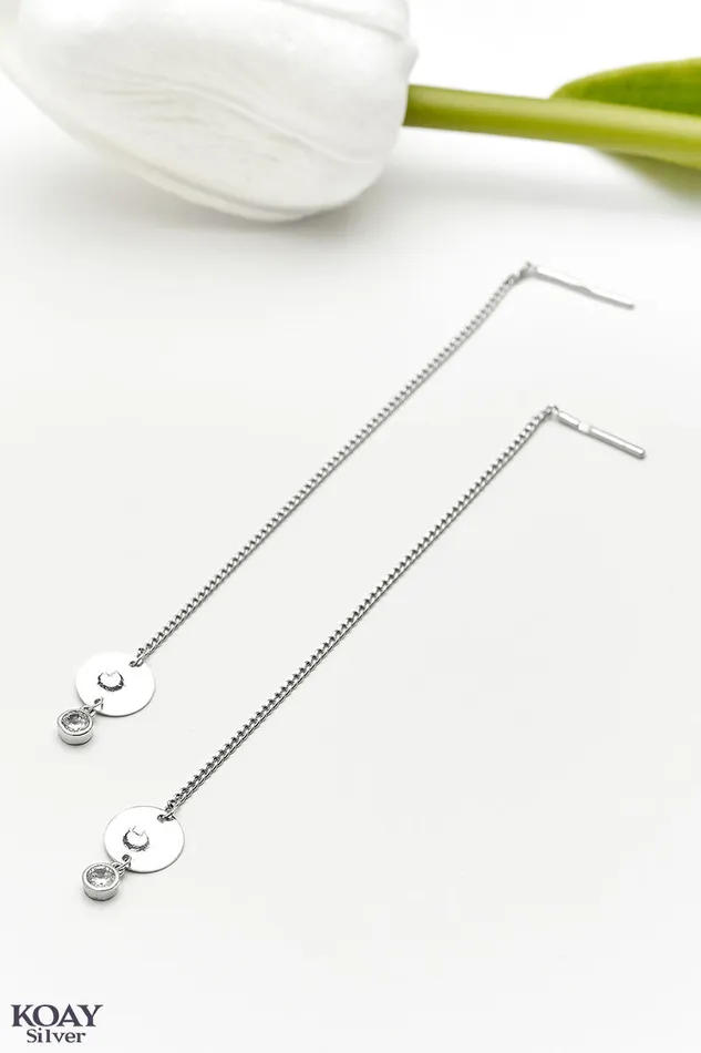 KOAY Silver Store Earrings Barq Zircon Chain Earring KOAY Silver Store Earrings Barq Zircon Chain Earring