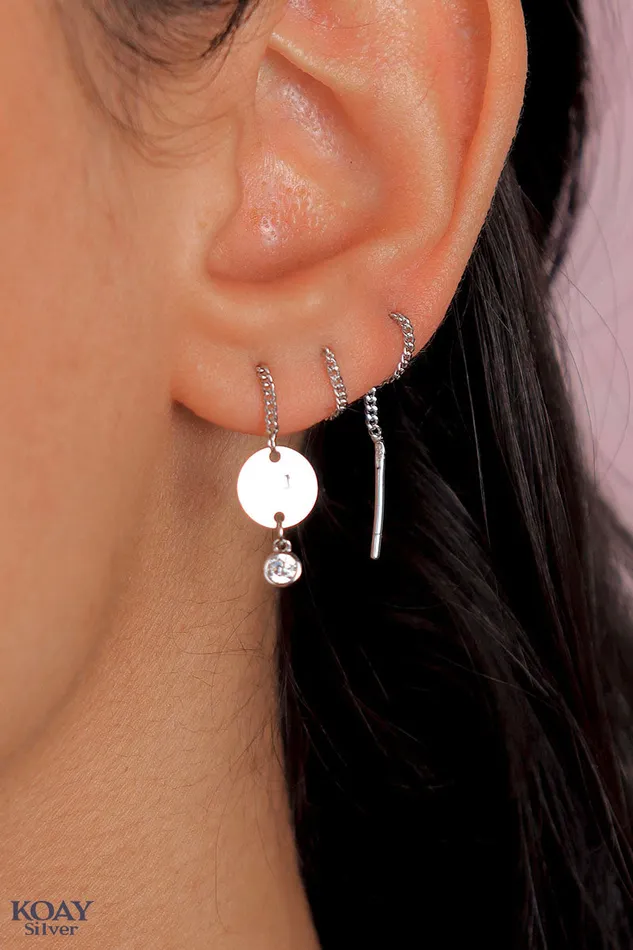 KOAY Silver Store Earrings Barq Zircon Chain Earring KOAY Silver Store Earrings Barq Zircon Chain Earring