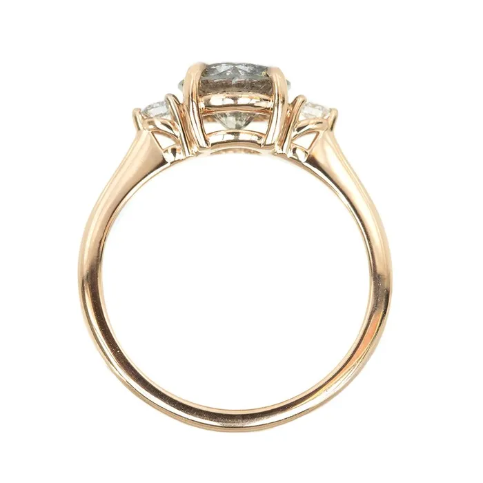 Rings Anueva Jewelry 156ct Round Salt And Pepper Diamond Three Stone Ring In 14k Rose Gold