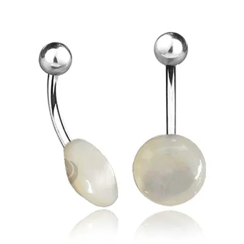 Rings Tulsa Body Jewelry Mother of Pearl Disc Belly Ring