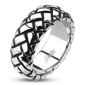 Rings Tulsa Body Jewelry Stainless Basket Weave Ring