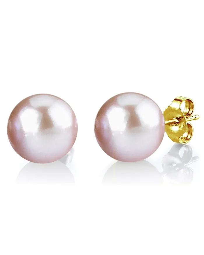 SPT Earrings 11mm Pink Freshwater Round Pearl Stud Earrings