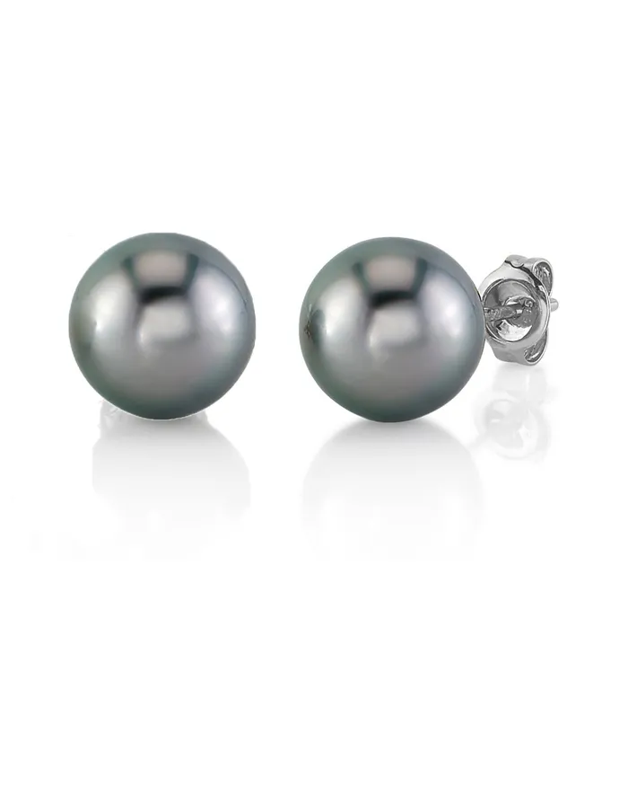 SPT Earrings Tahitian Pearl Stud Earrings AAAA Quality Silver Overtone