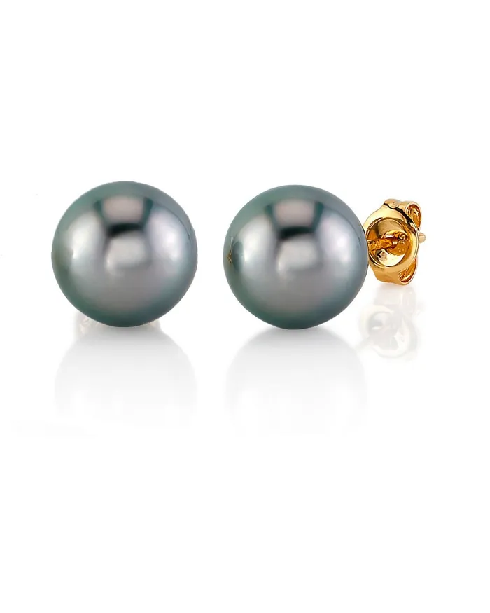 SPT Earrings Tahitian Pearl Stud Earrings AAAA Quality Silver Overtone