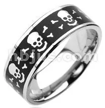 Stainless Black Skull Crossbones Ring Tulsa Body Jewelry Rings