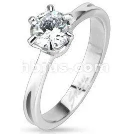 Tulsa Body Jewelry Rings Stainless Classic CZ Solitaire Ring