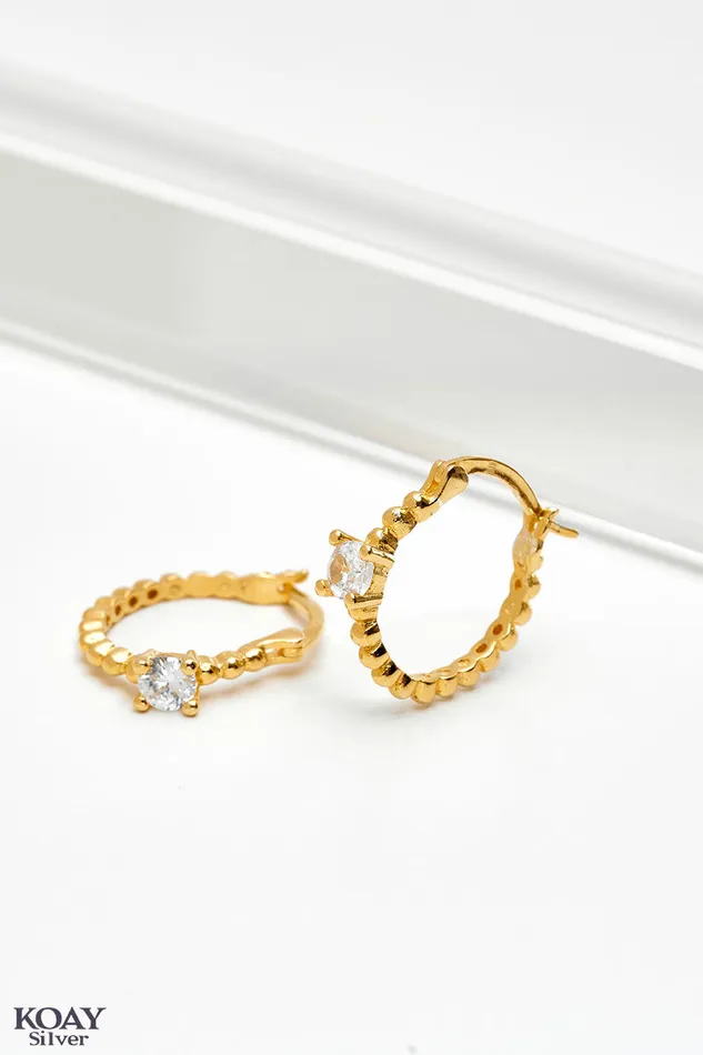 Zircon Balls Hoop GP KOAY Silver Store Earrings