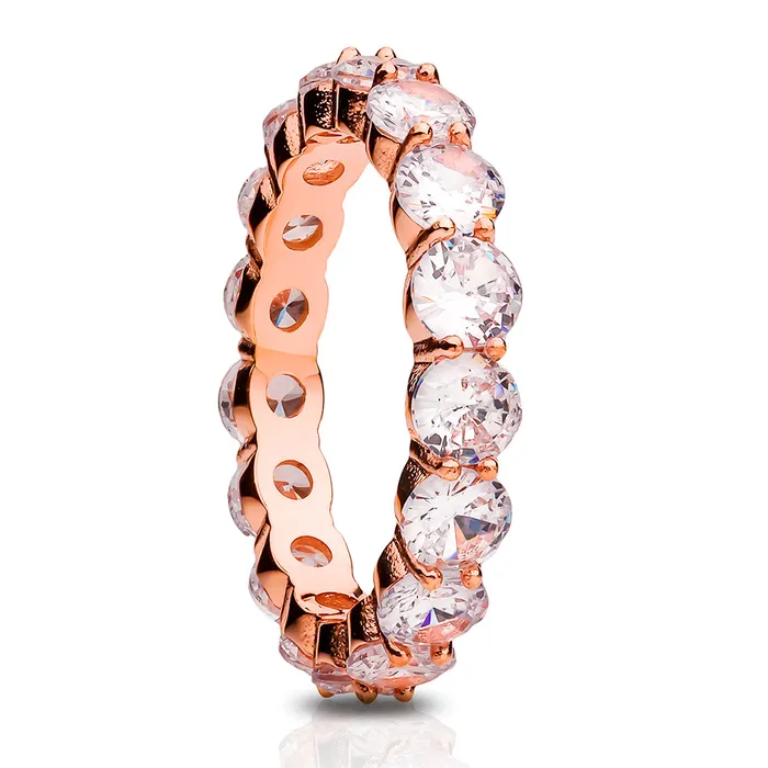 Clean Casting Jewelry Rings Rose Gold Eternity Ring Titanium Wedding Ring CZ Wedding Ring Engagement Ring 
