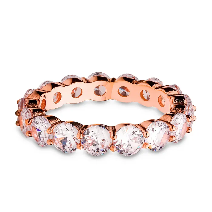 Clean Casting Jewelry Rings Rose Gold Eternity Ring Titanium Wedding Ring CZ Wedding Ring Engagement Ring 