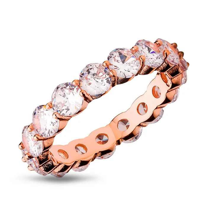 Clean Casting Jewelry Rings Rose Gold Eternity Ring Titanium Wedding Ring CZ Wedding Ring Engagement Ring 