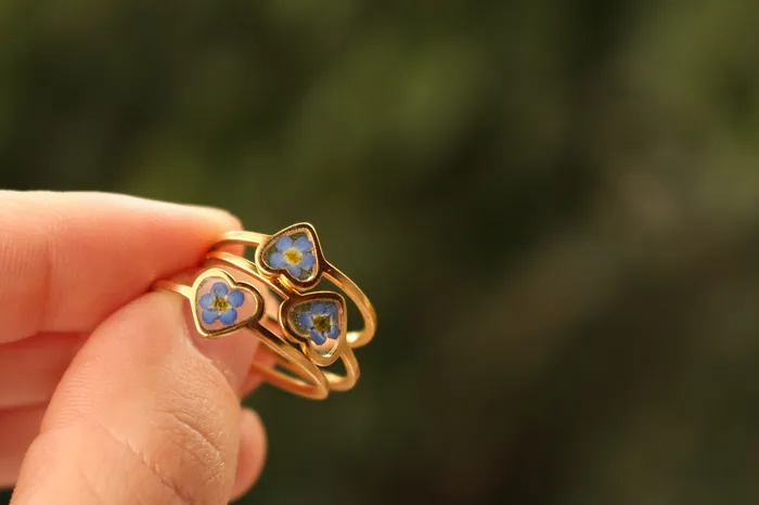 Fancy ForgetMeNot Pressed Flower Ring Fancy Rings