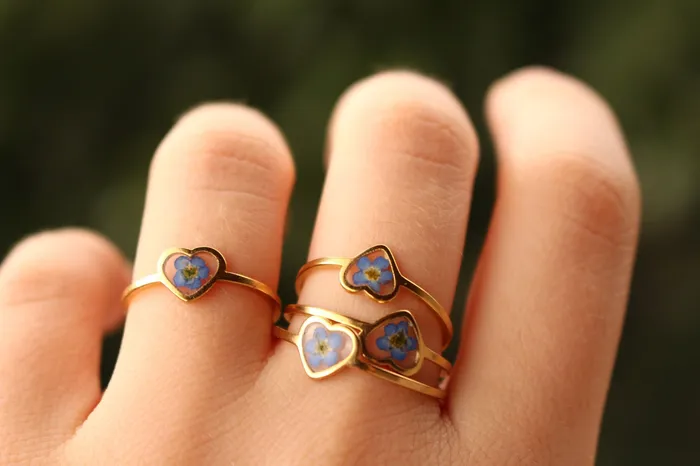 Fancy ForgetMeNot Pressed Flower Ring Fancy Rings
