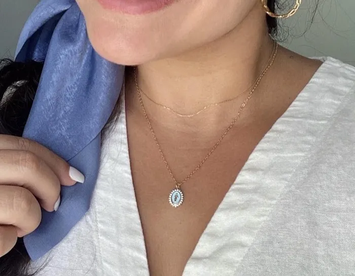Mother Mary Necklace in Blue The Little Catholic Necklaces