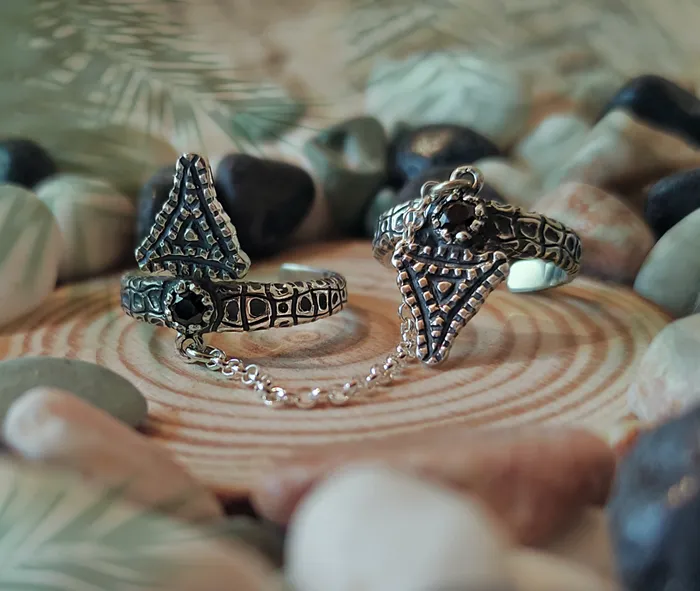 Nazani Silver Chain Ring with Onyx DF Project Rings