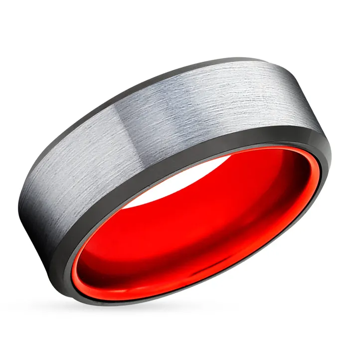 Red Wedding Ring Red Tungsten Ring Tungsten Wedding Ring 8mm Wedding Ring Clean Casting Jewelry Rings