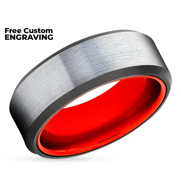 Red Wedding Ring Red Tungsten Ring Tungsten Wedding Ring 8mm Wedding Ring Clean Casting Jewelry Rings