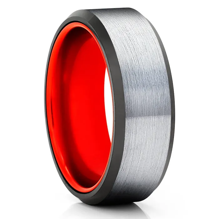 Red Wedding Ring Red Tungsten Ring Tungsten Wedding Ring 8mm Wedding Ring Clean Casting Jewelry Rings