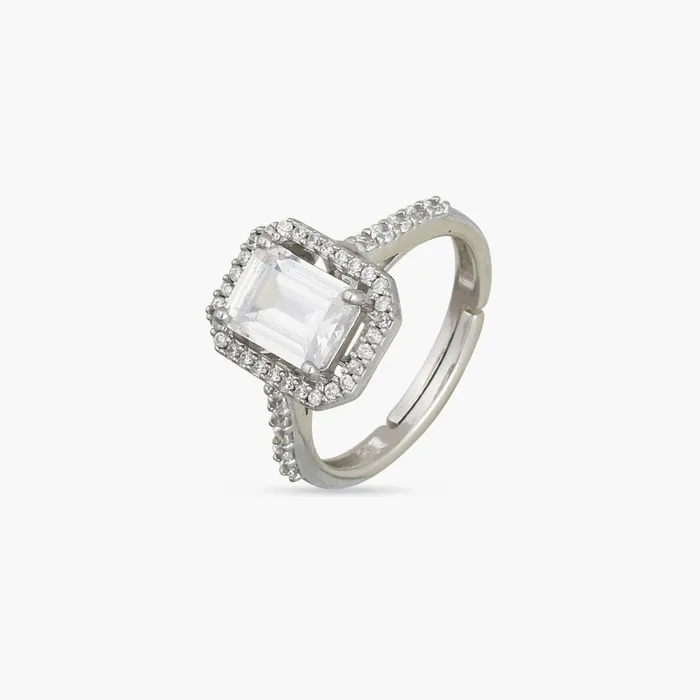 Regal Square Statement CZ Silver Ring SILVER Rings