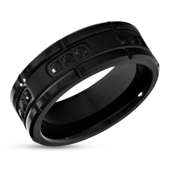 Rings Clean Casting Jewelry 8mm Black Tungsten Wedding Band 8mm Black Tungsten Ring Mens Ring Black CZ Ring