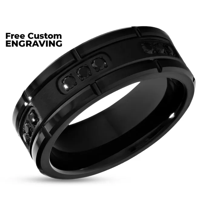 Rings Clean Casting Jewelry 8mm Black Tungsten Wedding Band 8mm Black Tungsten Ring Mens Ring Black CZ Ring